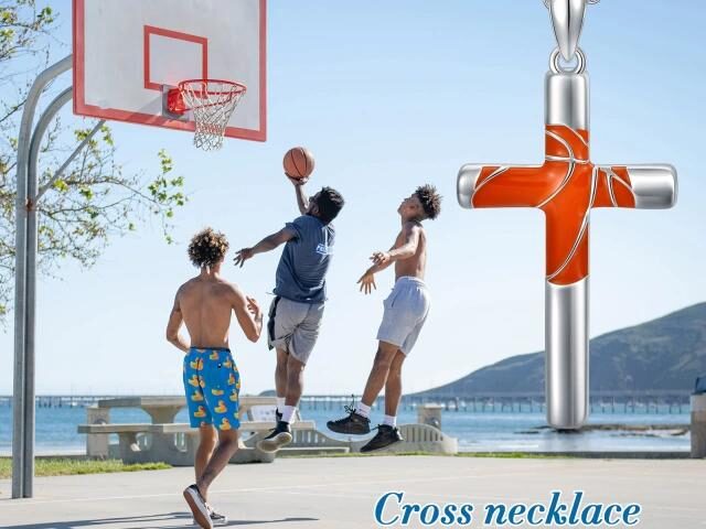 cross basketball necklace