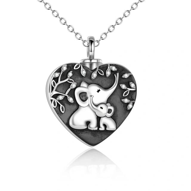 Sterling Silver Elephant Mom and Child Urn Necklace