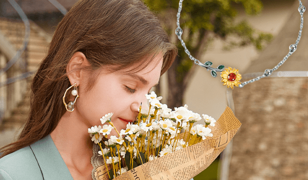 sunflower birthstone necklace