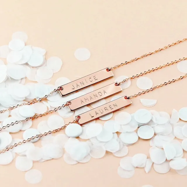 Engravable Bar Necklace - Jewelry To Commemorate The Birth Of A Child