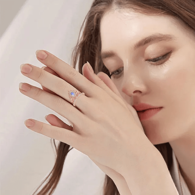 Rose Gold Tiara Crystal Ring 