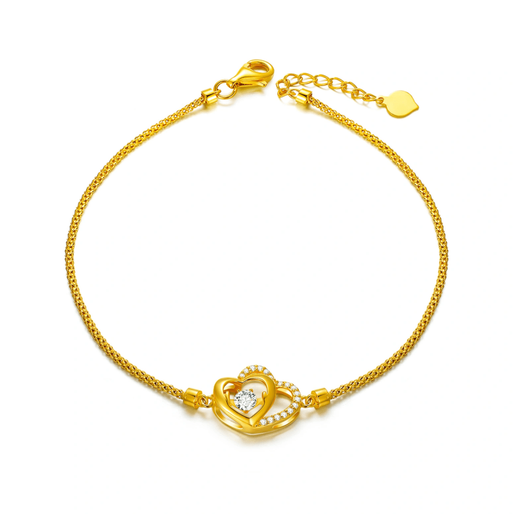 Cubic Zirconia Heart Bracelet in 18k Yellow Gold