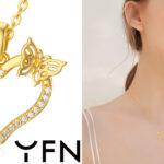 14K Gold Butterfly Flower Heart Pendant Necklace