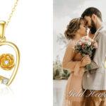 9K Solid Yellow Gold Rose Flower Pendant Necklace