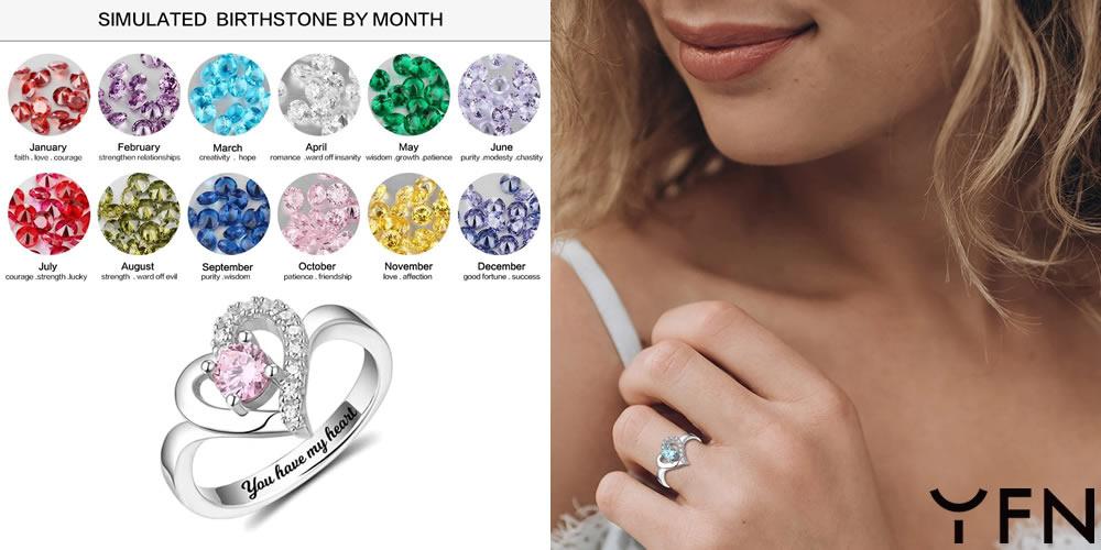 Personalized Birthstone Name Engraved Ring